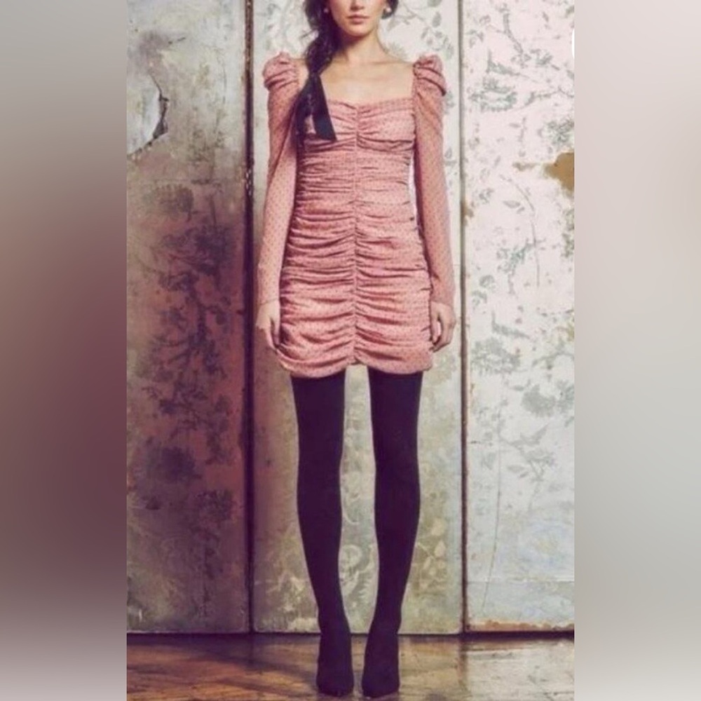 Elegant Pink Ruched Mini Dress - Mestiza - Size 6